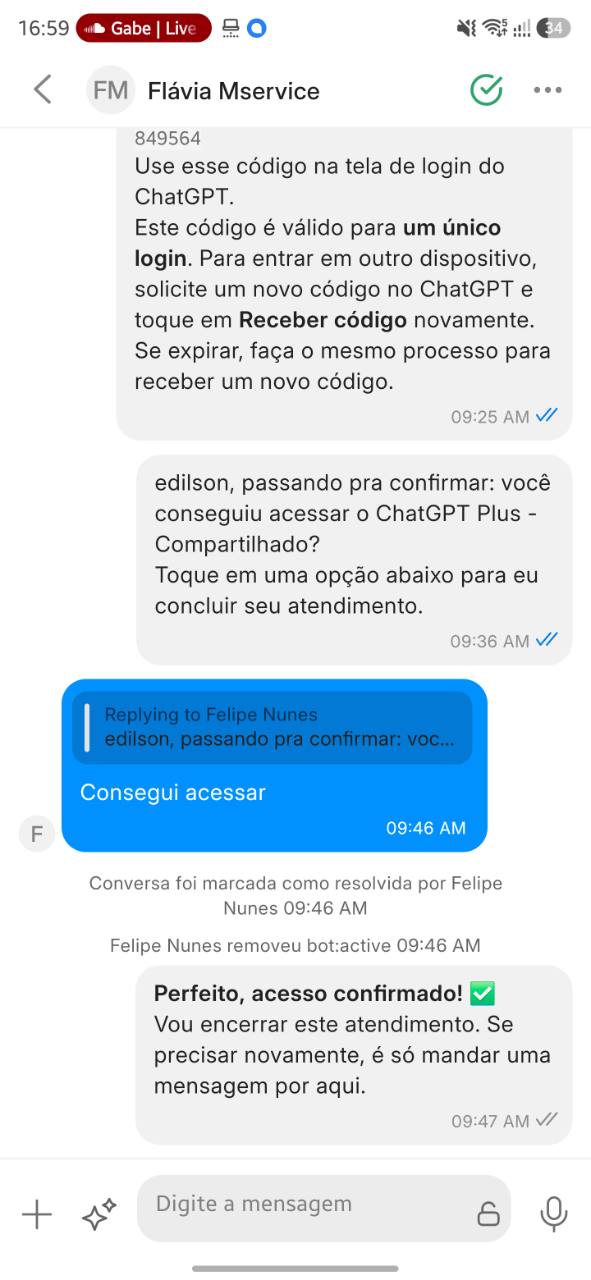 Outro cliente da Rocket confirma pelo WhatsApp: “Consegui acessar”